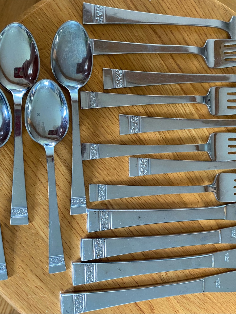 1960’s Vtg. Stainless Steel Flatware - Flower Scroll Pattern AEF9 by Ameré Japan